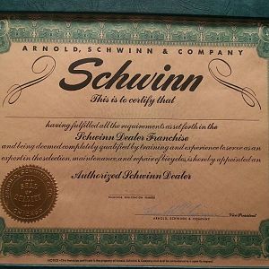 Schwinn Certificate Photo