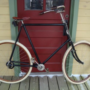 1898 Columbia Chainless Model 50 - the first model year for this bike.  With the tall frame it is a bit challenging to ride.