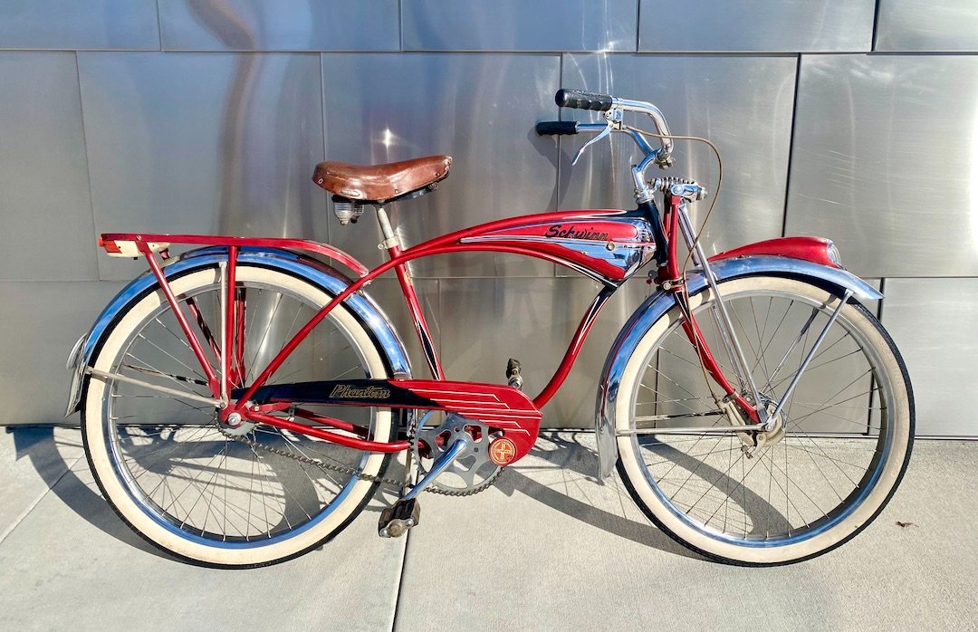 Sold - One owner original 1954 Schwinn Red Phantom - INCRED example,  loaded. | Archive (sold or withdrawn) | The Classic and Antique Bicycle  Exchange