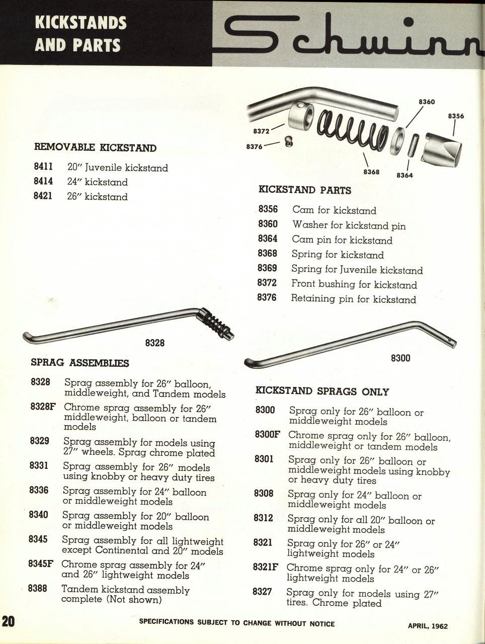 Kickstand Size Chart