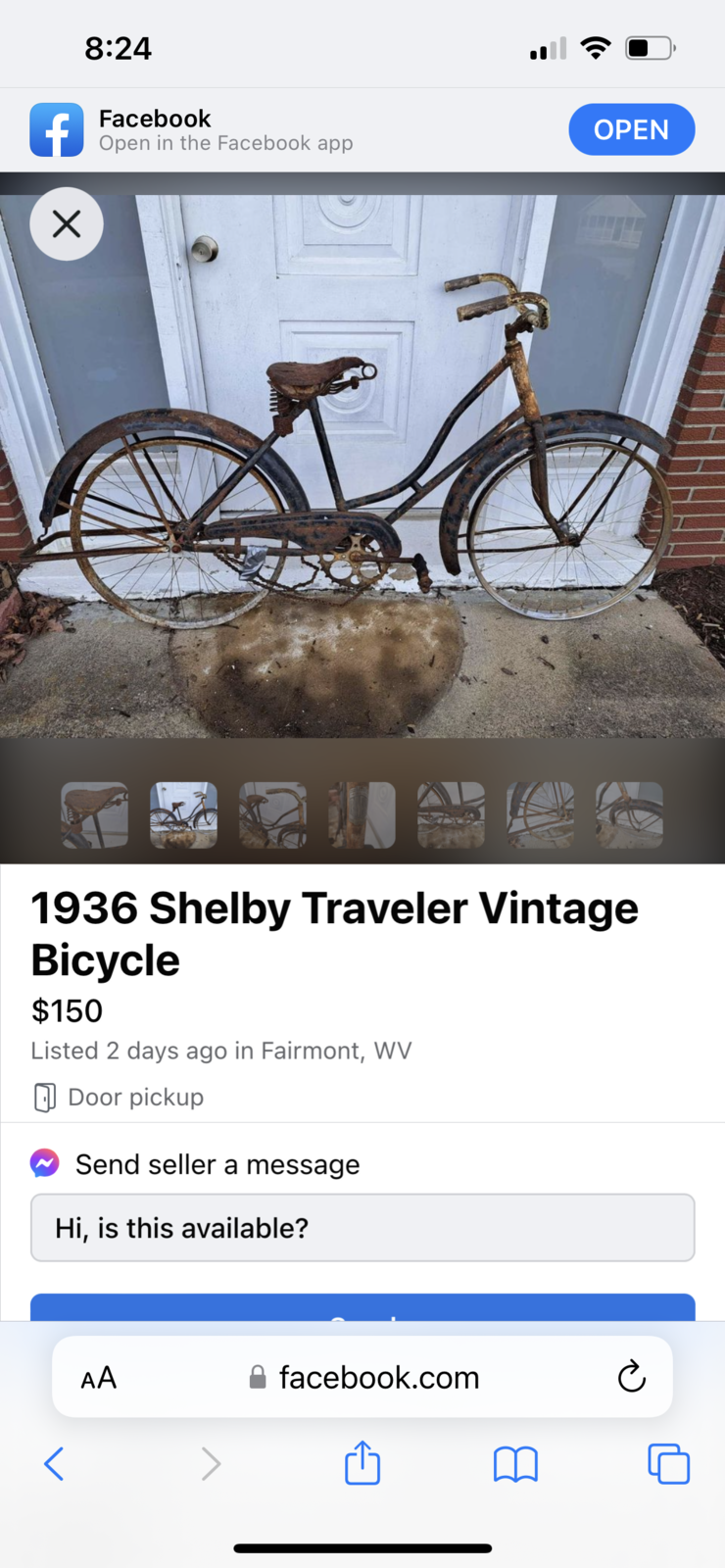 FB Nuce Shelby prewar ladies parts bike.150 West Virginia Stuff on