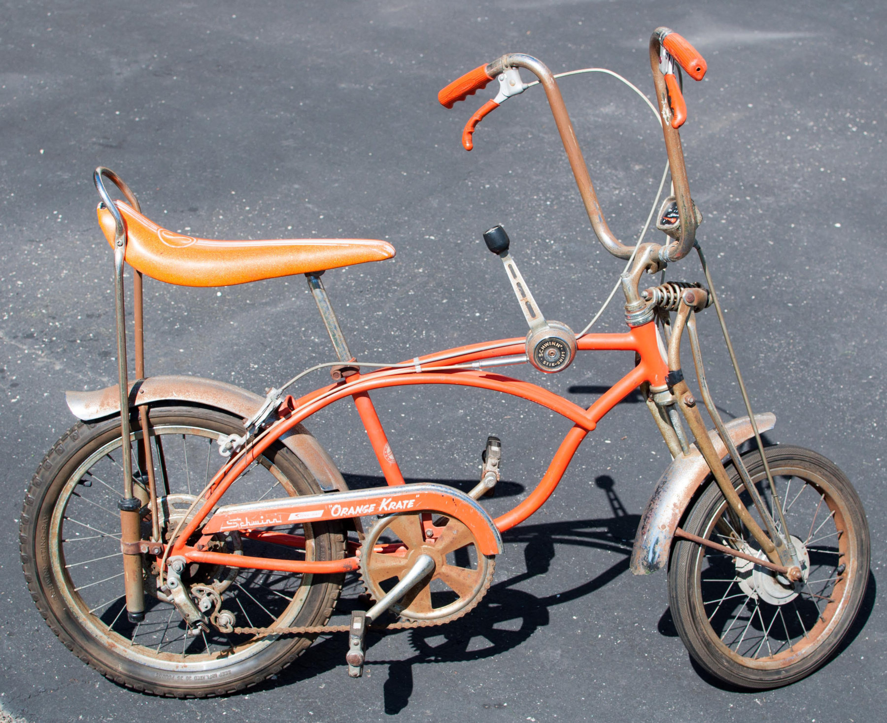schwinn orange krate bicycle