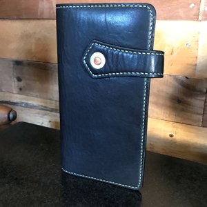 japanese style long wallet in horween essex & custom stained pigskin