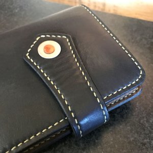 japanese style long wallet in horween essex & custom stained pigskin