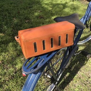 saddle stitched english bridle bag for rack