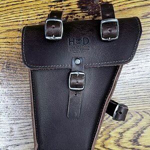 Triangular frame bag made by Hide & Drink from Amazon
