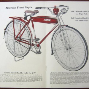 1924 to 1932 Columbia Superb Electrically Equipped Motorbike
(from the 1932 Columbia Bicycles catalog)